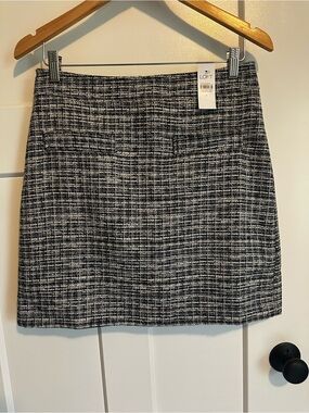 NWT LOFT Blue & White Tweed Mini Skirt